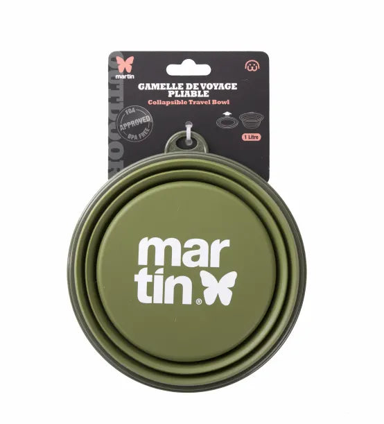 Gamelle pliable de voyage kaki pour chiens et chats - 350 ml