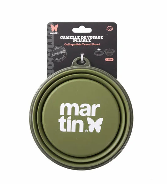 Gamelle pliable de voyage kaki pour chiens et chats - 350 ml