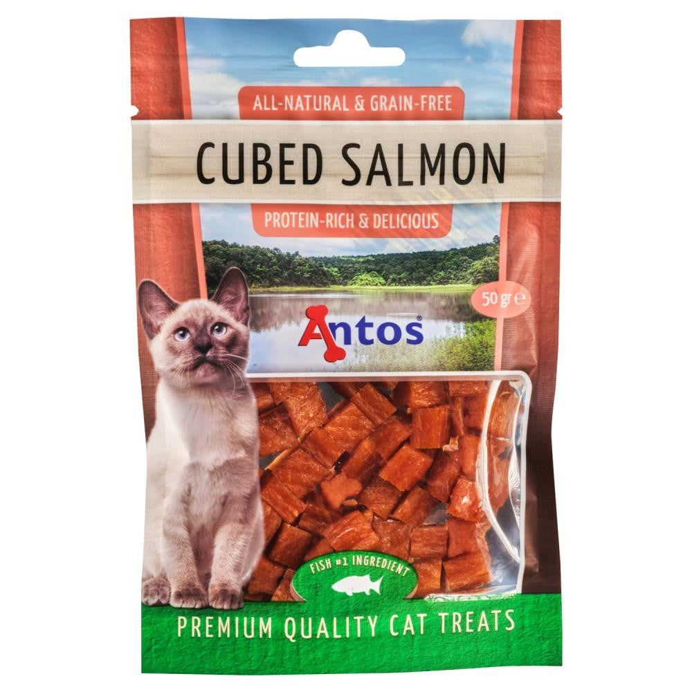 Friandises pour chats au saumon en dés