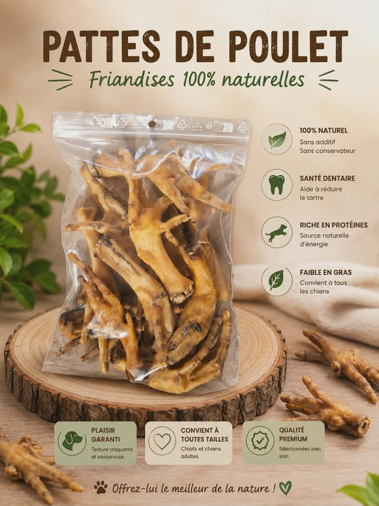 Pattes de poulet séchées pour chien