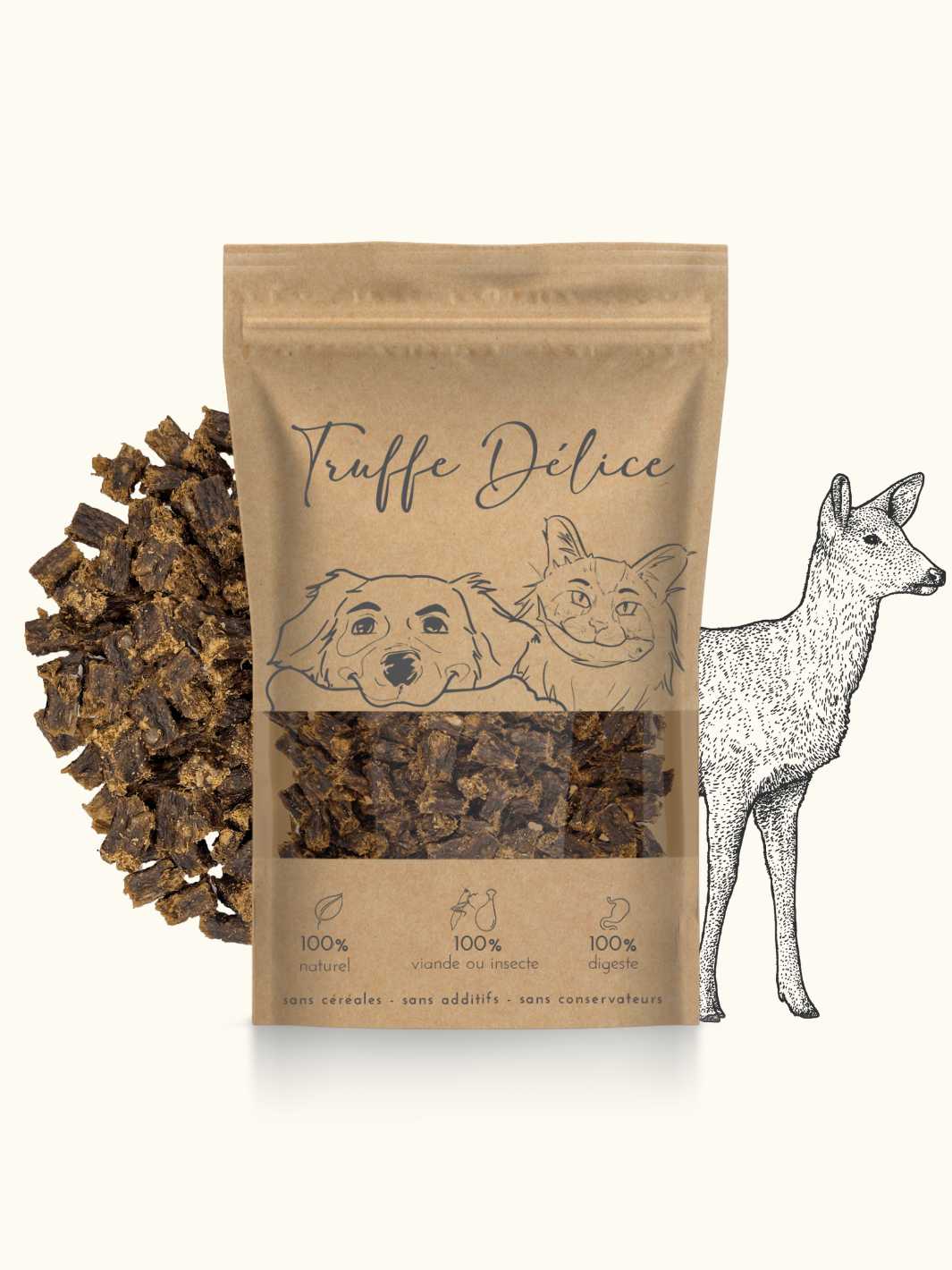 Friandises d'éducation à la biche pour chien et chat - 100gr