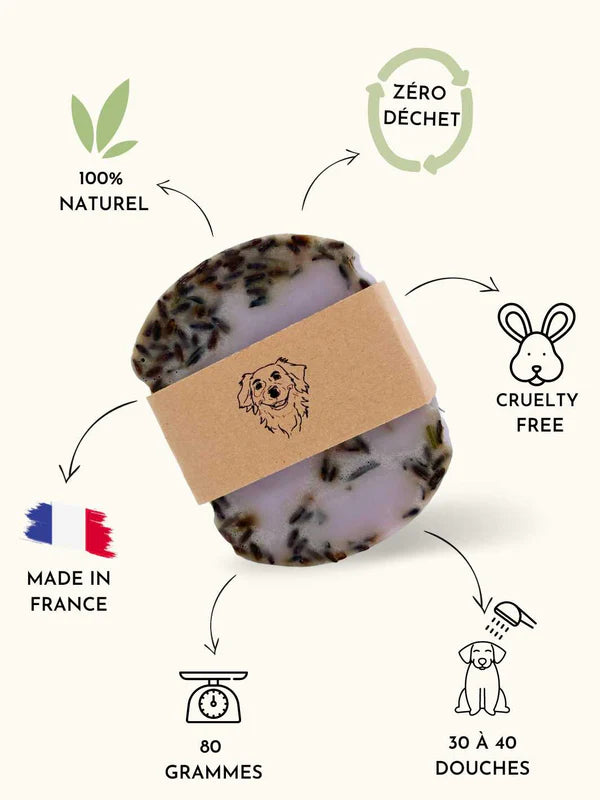 Shampooing solide anti-puce pour chien - 80gr